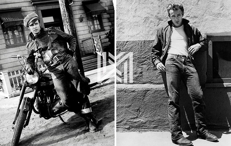 alt text: Hình ảnh diễn viên Marlon Brando mặc trang phục denim