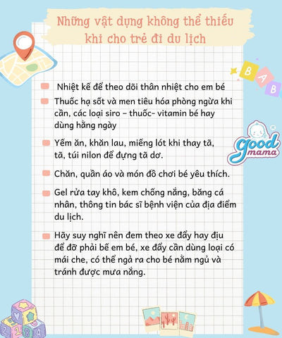 Đồ dùng cho bé khi đi du lịch
